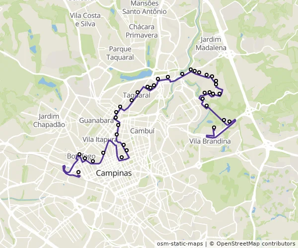 Mapa do itinerário da linha