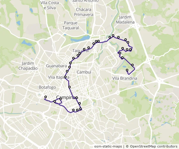 Mapa do itinerário da linha