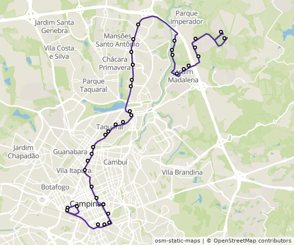 Mapa do itinerário da linha