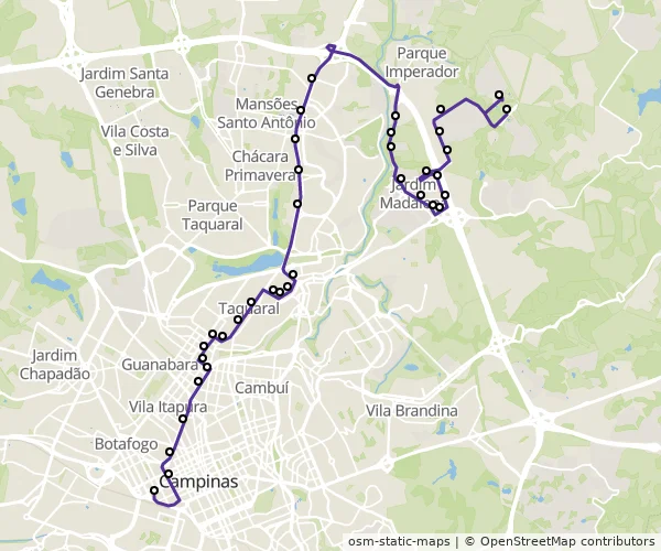 Mapa do itinerário da linha