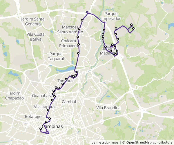 Mapa do itinerário da linha