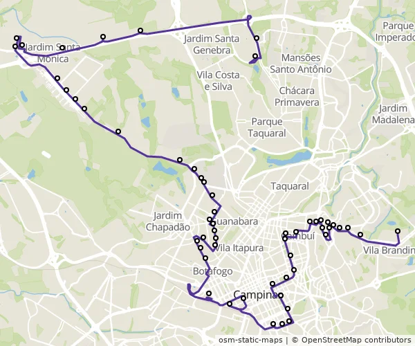 Mapa do itinerário da linha