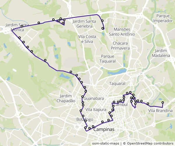 Mapa do itinerário da linha