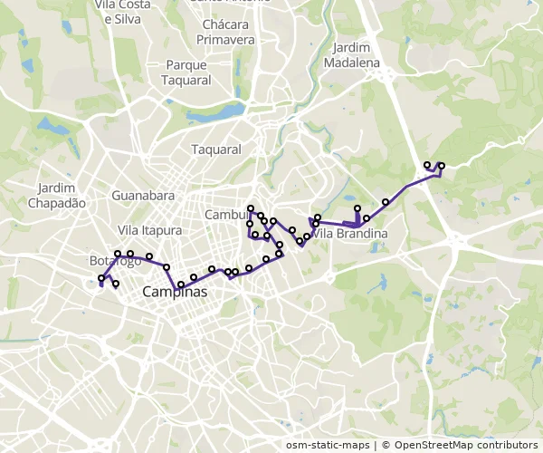 Mapa do itinerário da linha