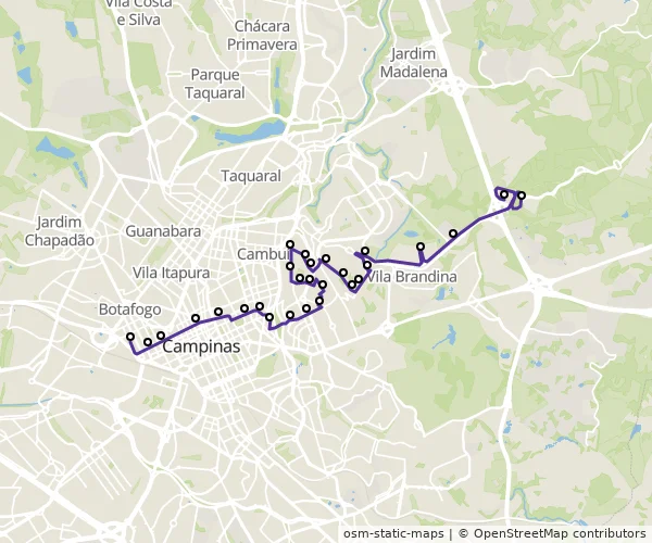 Mapa do itinerário da linha