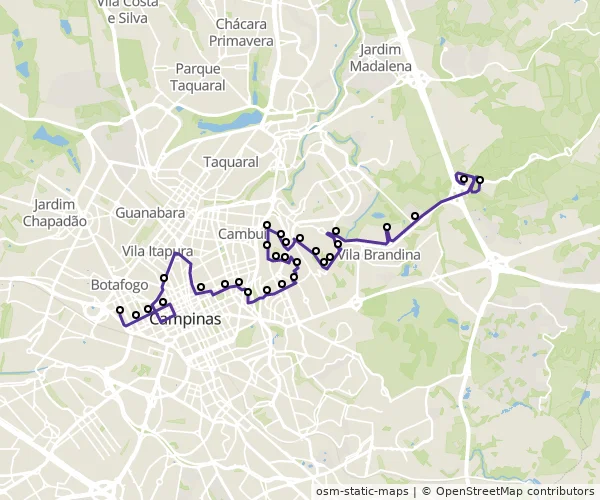 Mapa do itinerário da linha