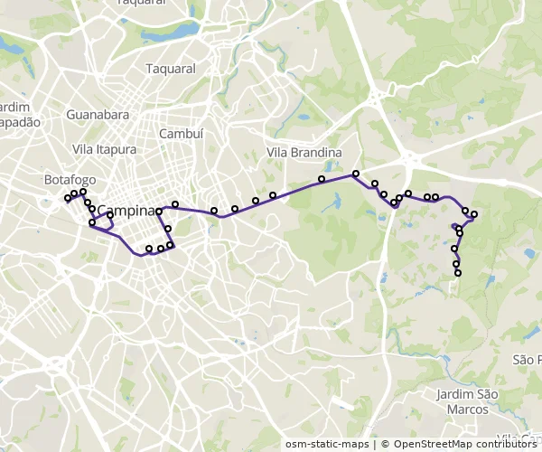 Mapa do itinerário da linha