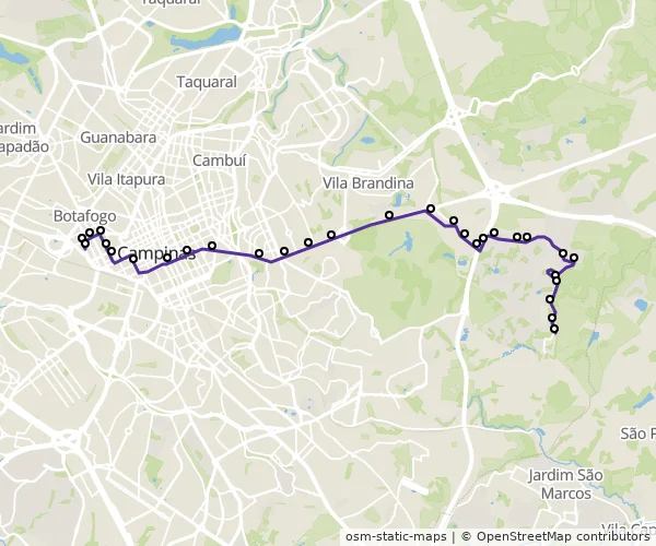 Mapa do itinerário da linha