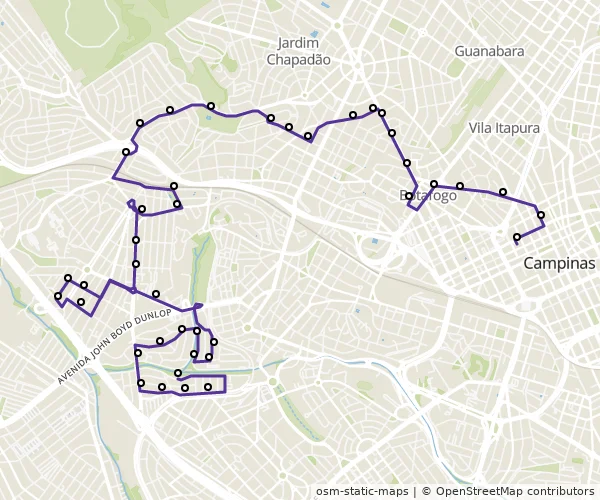 Mapa do itinerário da linha