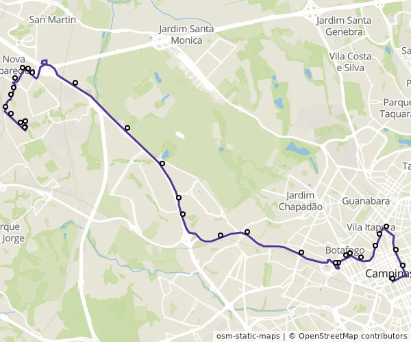 Mapa do itinerário da linha