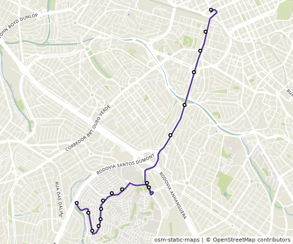 Mapa do itinerário da linha