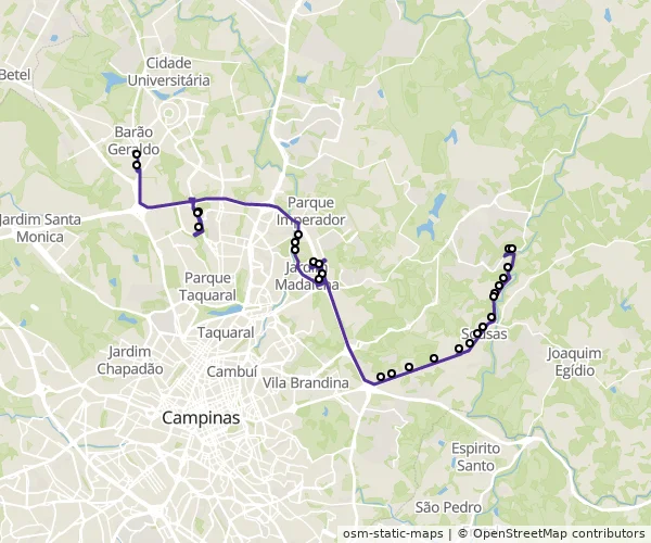 Mapa do itinerário da linha