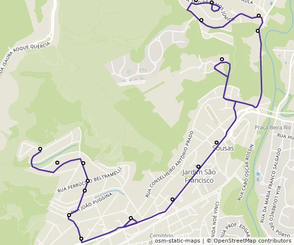 Mapa do itinerário da linha