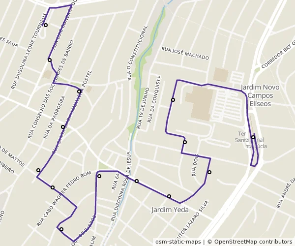 Mapa do itinerário da linha