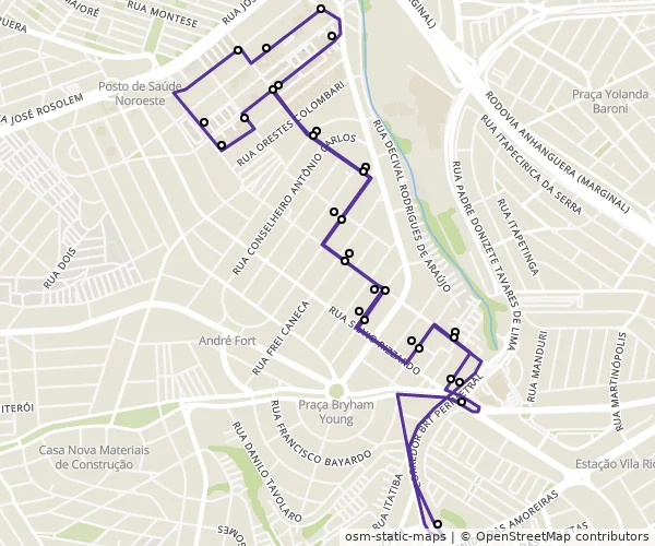 Mapa do itinerário da linha