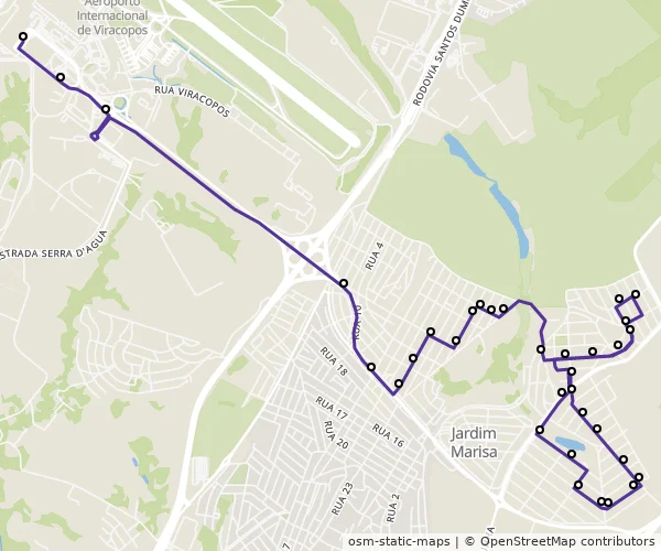 Mapa do itinerário da linha