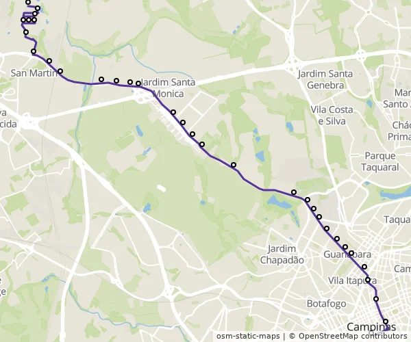 Mapa do itinerário da linha