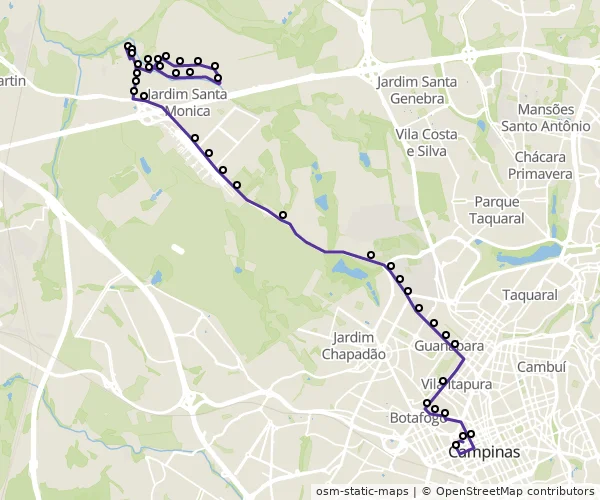 Mapa do itinerário da linha