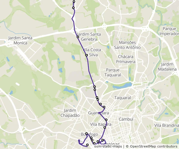 Mapa do itinerário da linha
