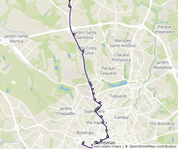 Mapa do itinerário da linha