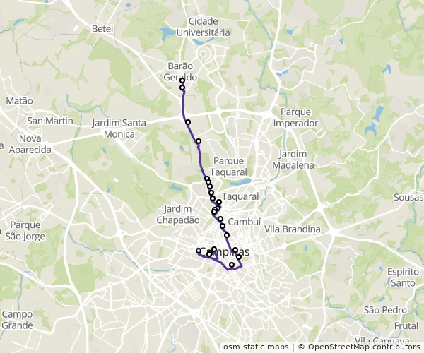 Mapa do itinerário da linha