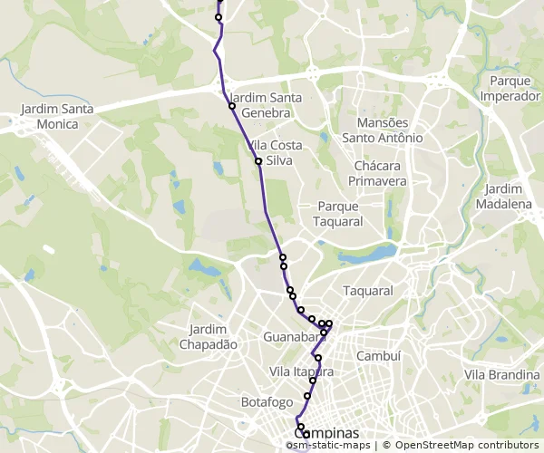 Mapa do itinerário da linha