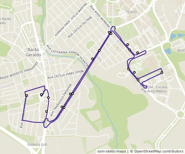 Mapa do itinerário da linha