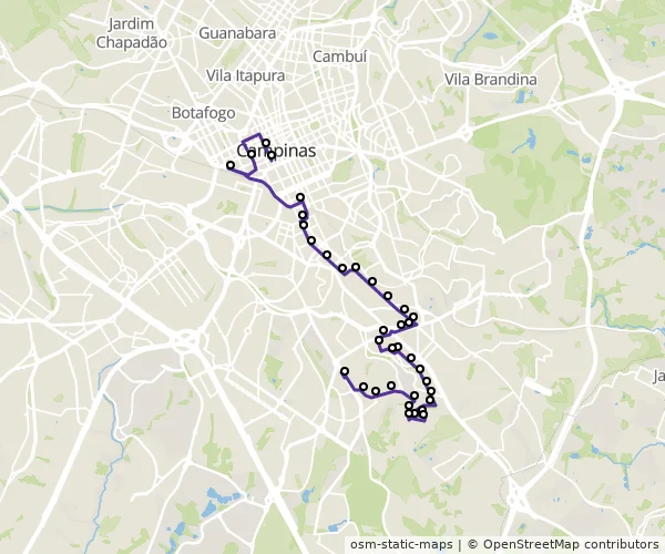 Mapa do itinerário da linha