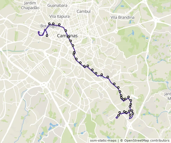 Mapa do itinerário da linha