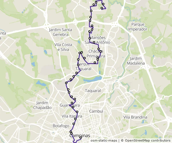 Mapa do itinerário da linha