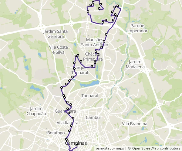 Mapa do itinerário da linha
