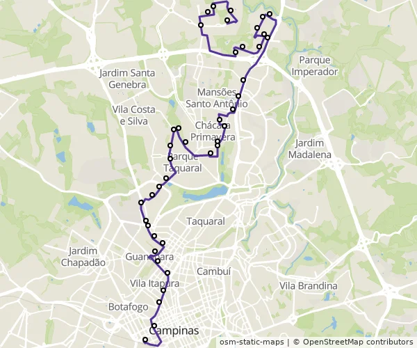 Mapa do itinerário da linha
