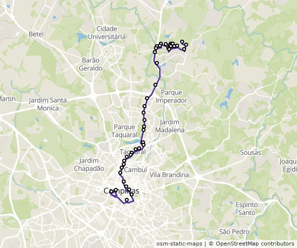 Mapa do itinerário da linha