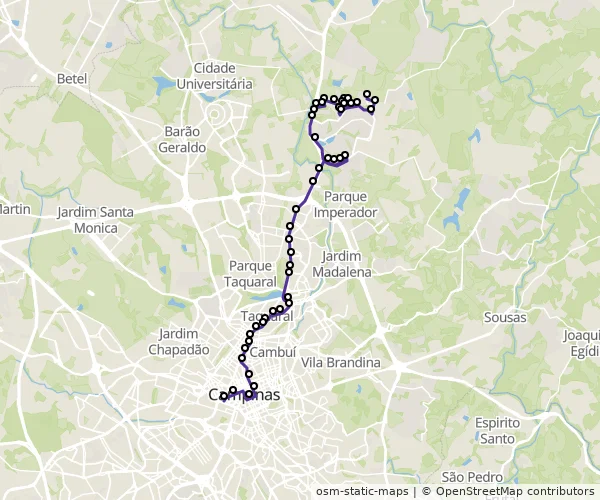 Mapa do itinerário da linha