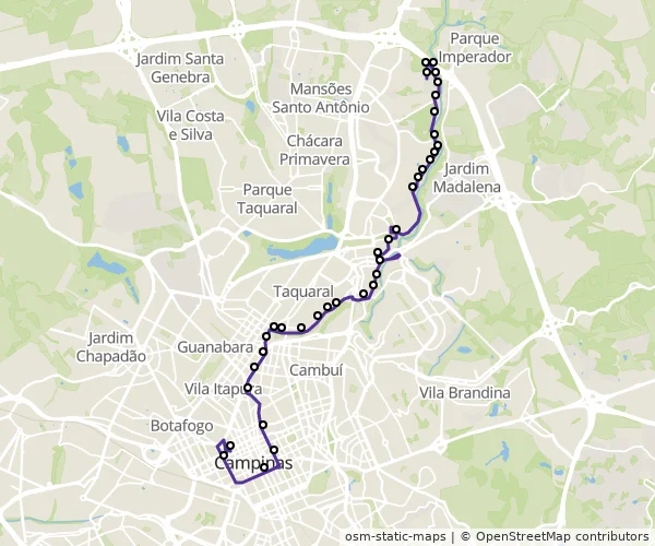 Mapa do itinerário da linha