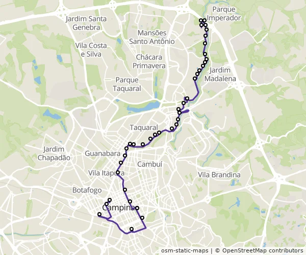 Mapa do itinerário da linha