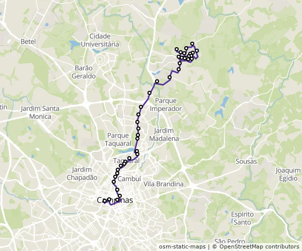 Mapa do itinerário da linha