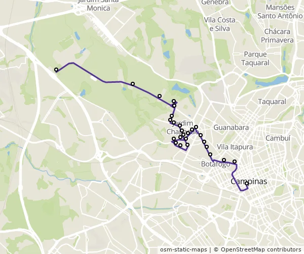 Mapa do itinerário da linha