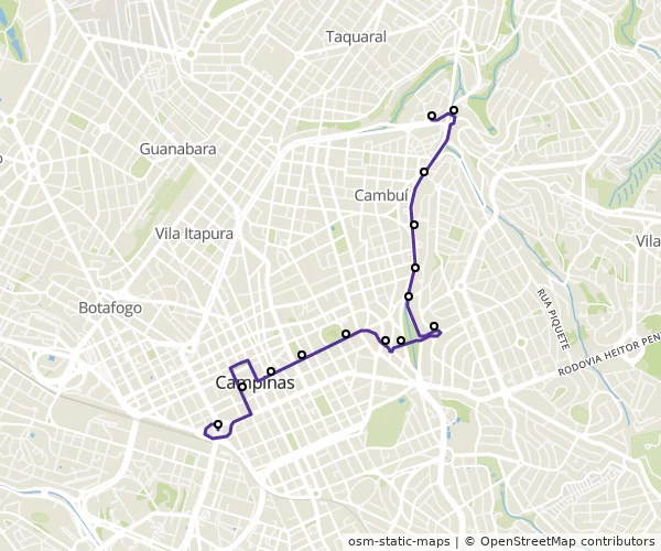 Mapa do itinerário da linha
