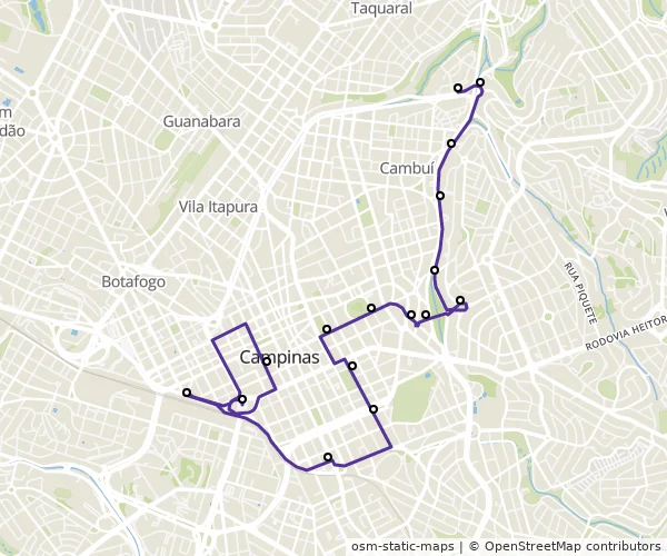 Mapa do itinerário da linha