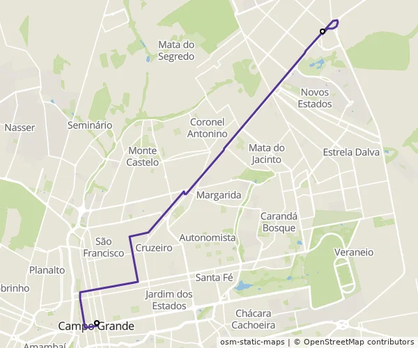 Mapa do itinerário da linha