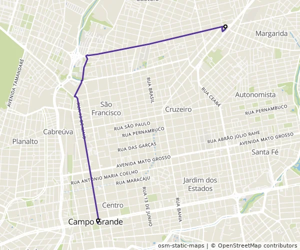 Mapa do itinerário da linha