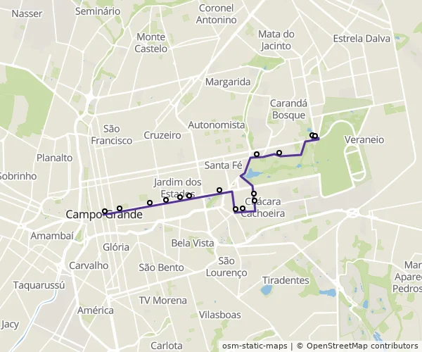 Mapa do itinerário da linha