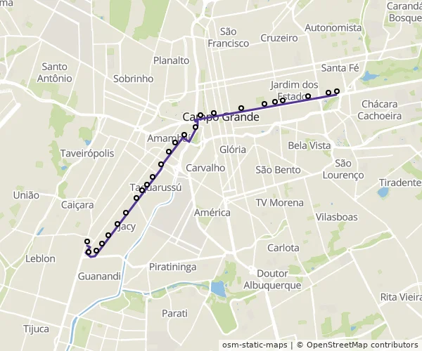 Mapa do itinerário da linha