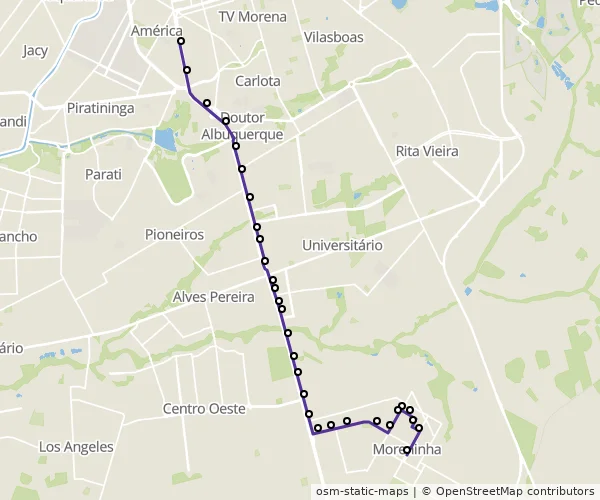 Mapa do itinerário da linha