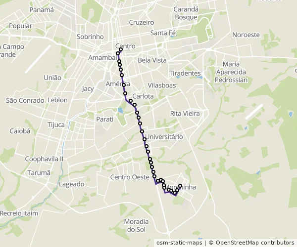 Mapa do itinerário da linha