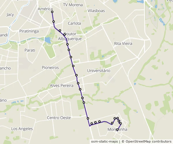 Mapa do itinerário da linha