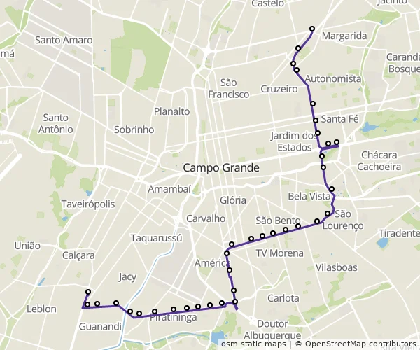Mapa do itinerário da linha