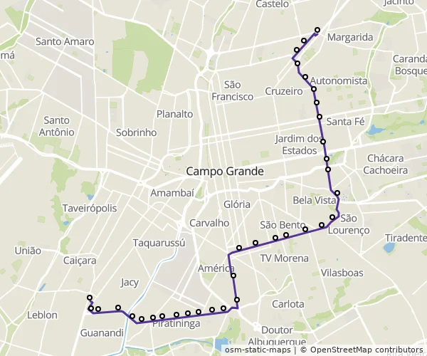 Mapa do itinerário da linha