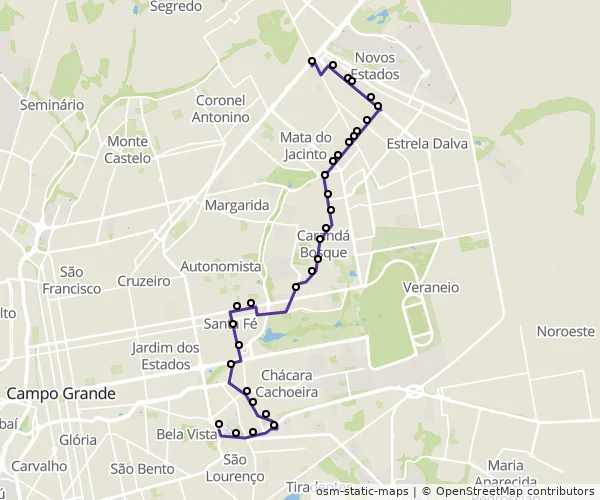 Mapa do itinerário da linha